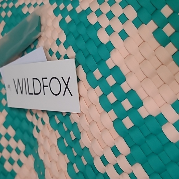 Wildfox Woven Teal and Cream Tote Bag - Picture 3 of 3